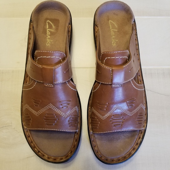 Clarks Shoes - Clarks Brown Leather Sandals Size 8